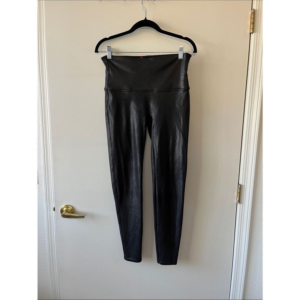 SPANX Black Faux Leather High-Waist Leggings